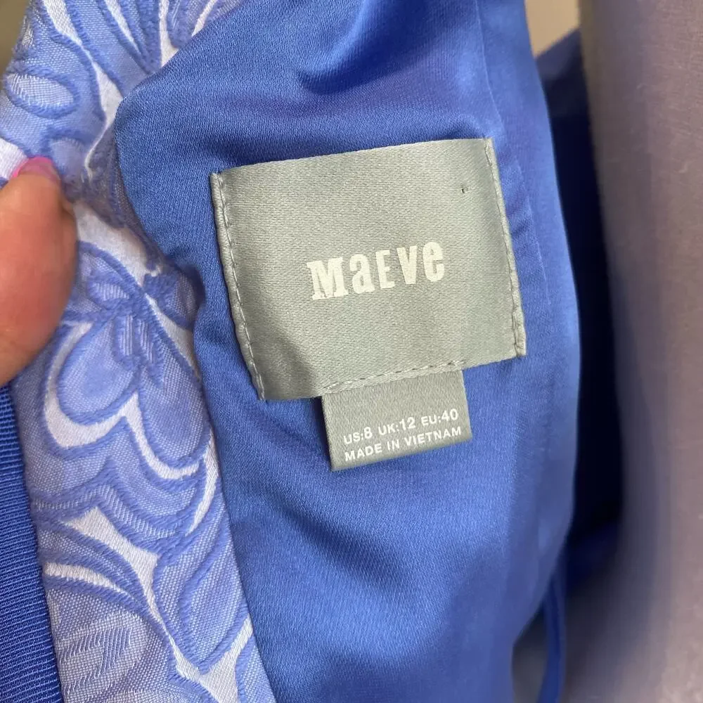 Anthropologie Maeve Claribel Jacquard Midi Dress in Periwinkle Size 8 - Picture 7 of 9